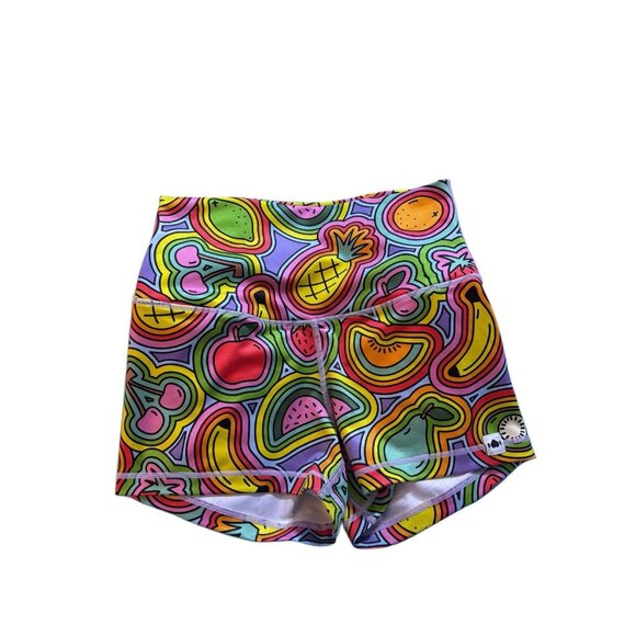 WodBottom Women’s Black Multicolor Stretch Fitness Gym Shorts Size Small - Picture 1 of 6